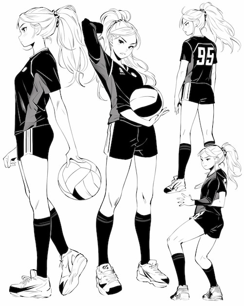 Photo whimsical volleyball fun hyper detailed character design for coloring book