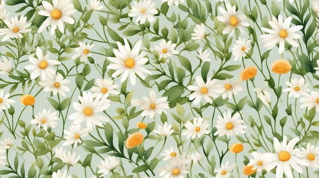 Photo whimsical watercolor daisy chain pattern