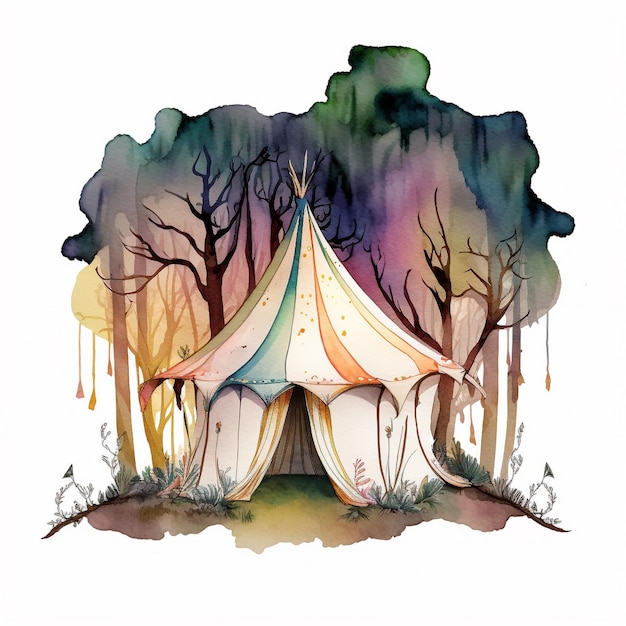 Whimsical Watercolor Fairy Forest Tent