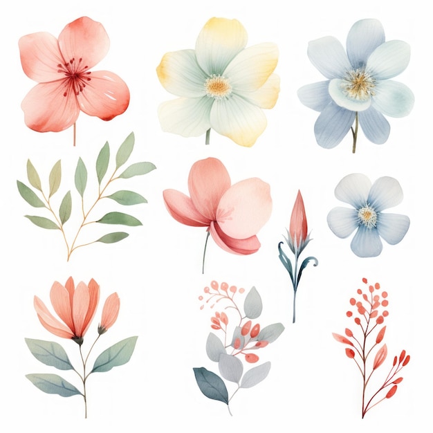 사진 사치스러운 수채화 꽃 클립 아트 부드러운 파스텔 색상