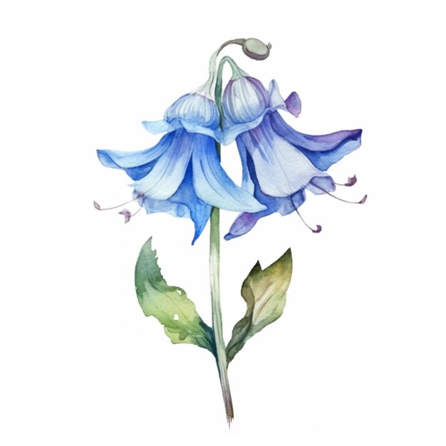 Photo a whimsical watercolor image of a bluebell flower