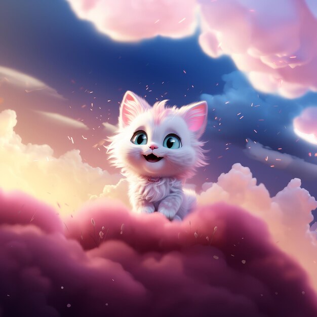 Photo whimsical whiskers a playful little feline in a pink glitter dreamland