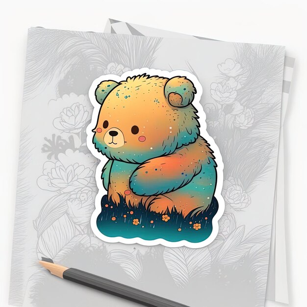 Whimsical Whiskers Soft Calm and Vibrant Little Tiny Cute Bear Sticker