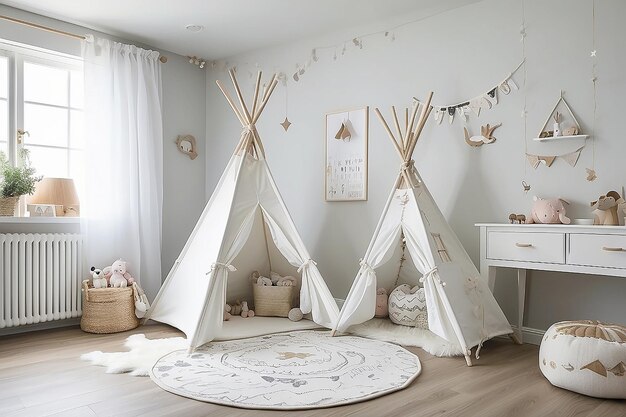Whimsical White Teepee Transforming Your Childs Room into a Magical Wonderland