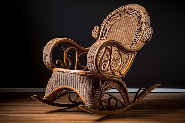 Whimsical wicker rocking chair Generative AI