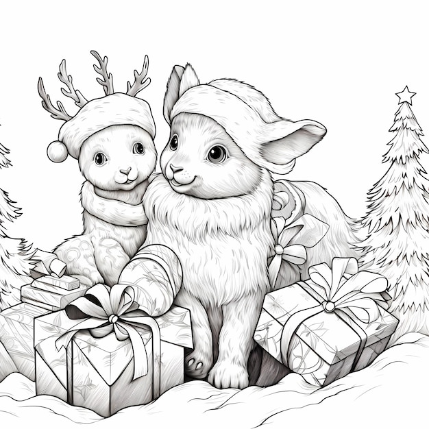 Whimsical Wildlife Christmasthemed Animal Coloring Book