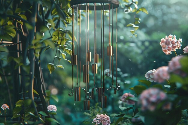 Photo whimsical wind chimes in gardens