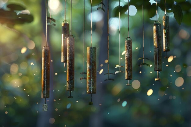 Photo whimsical wind chimes tinkling in the breeze