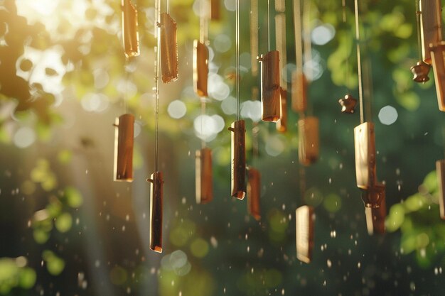 Photo whimsical wind chimes tinkling in the breeze