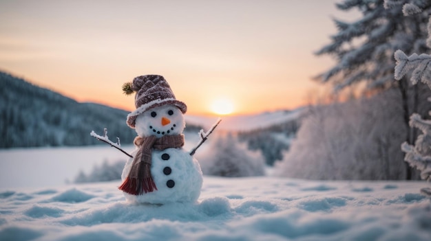 写真 奇妙な冬の美学的な雪だるまの壁紙があなたの日を明るくする