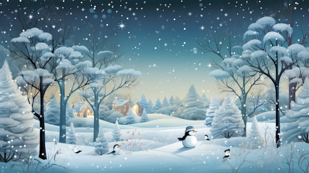 a whimsical winter wonderland with iceskating snowmen playful penguins and sparkling icicles