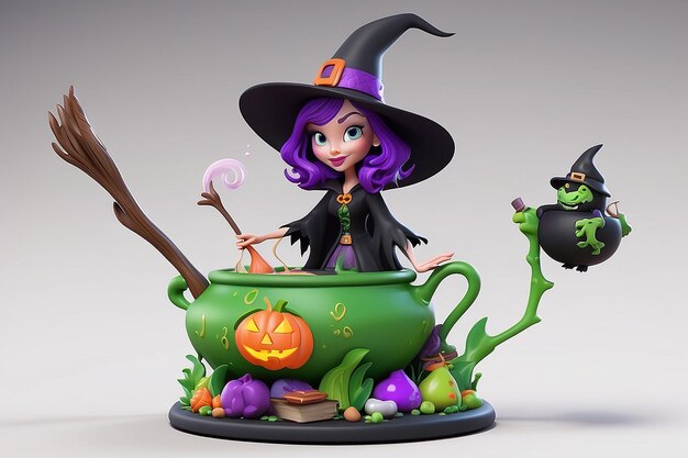 Whimsical Witch 3D Cartoon Character