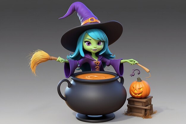 Photo whimsical witch 3d cartoon character