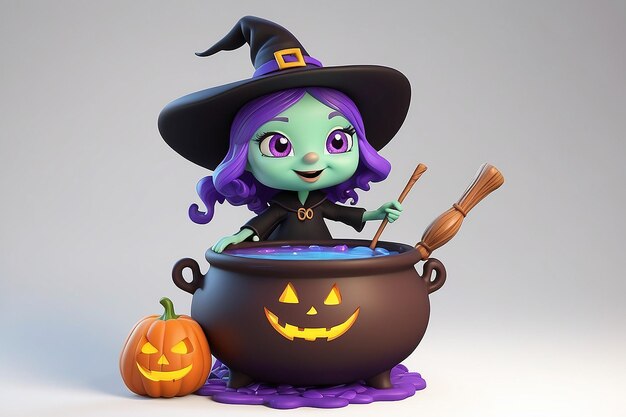 Whimsical Witch 3D Cartoon Character