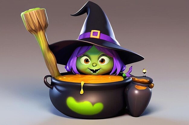 Whimsical Witch 3D Cartoon Character