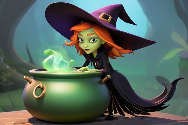 Photo whimsical witch 3d cartoon character