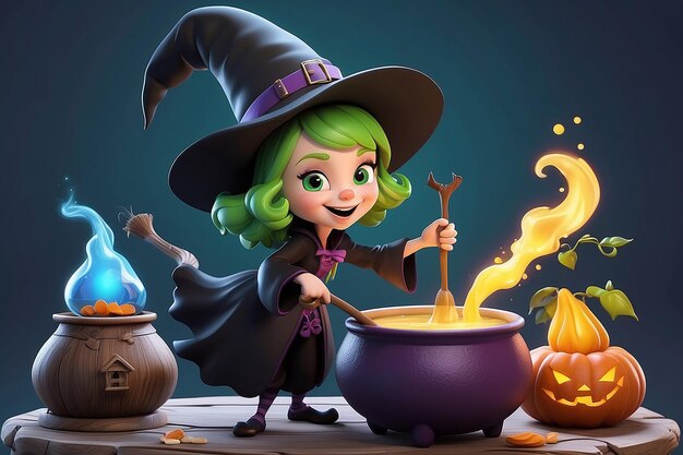 Whimsical Witch 3D Cartoon Character