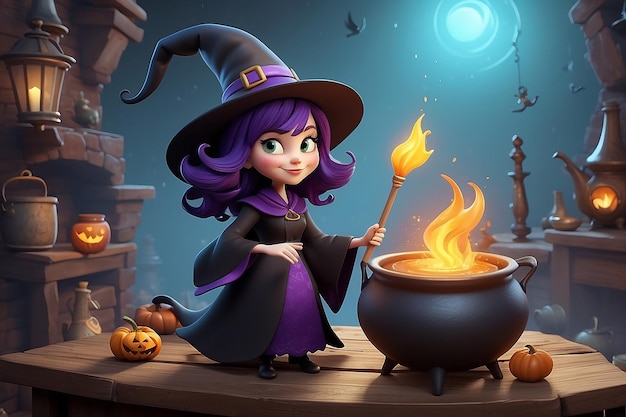 Whimsical Witch 3D Cartoon Character