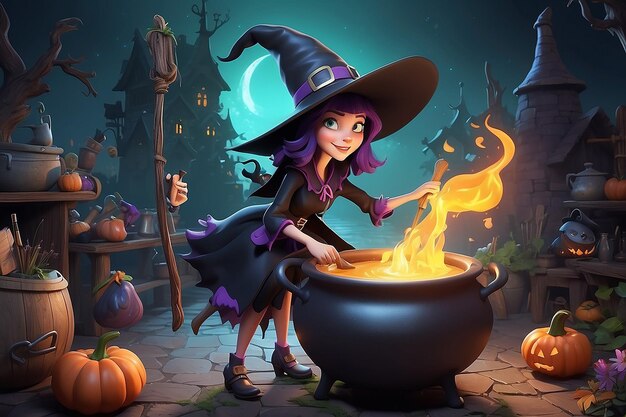 Whimsical Witch 3D Cartoon Character