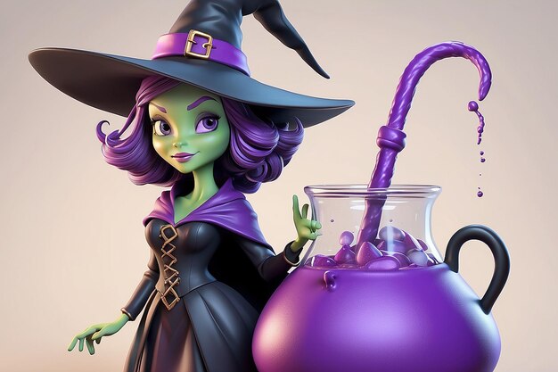 Whimsical Witch 3D Cartoon Character