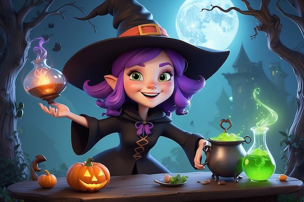 Whimsical Witch 3D Cartoon Character