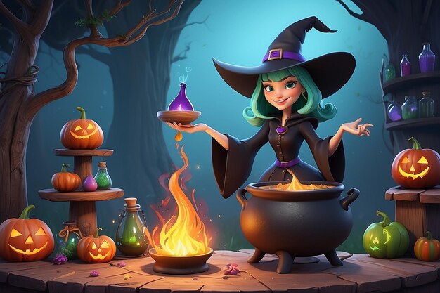 Whimsical Witch 3D Cartoon Character