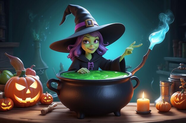 Whimsical Witch 3D Cartoon Character