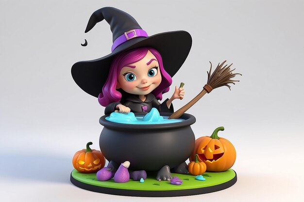 Photo whimsical witch 3d cartoon character