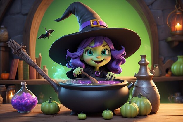 Photo whimsical witch 3d cartoon character