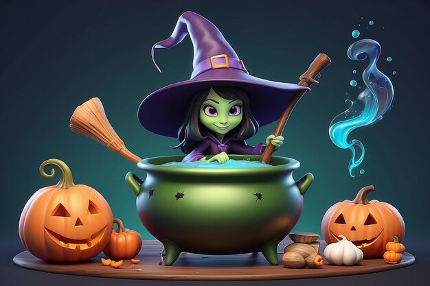 Whimsical Witch 3D Cartoon Character