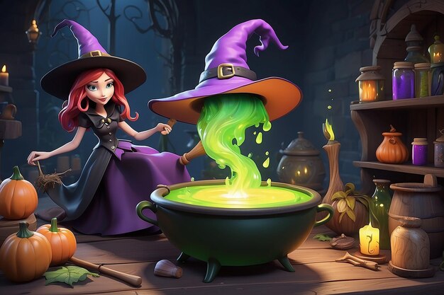 Whimsical Witch 3D cartoon personage