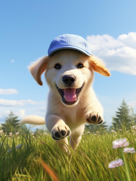 Whimsical wonder adorable animation brings to life a cute and funny golden retriever puppy