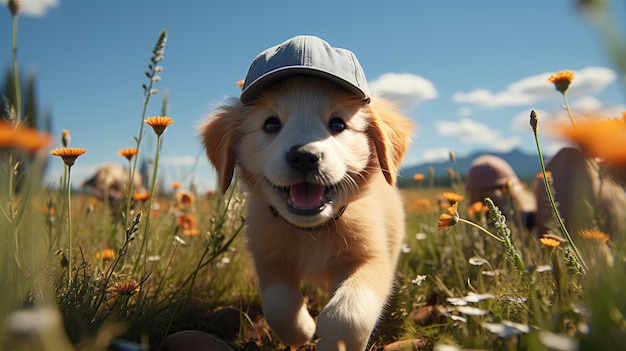 Whimsical wonder adorable animation brings to life a cute and funny golden retriever puppy