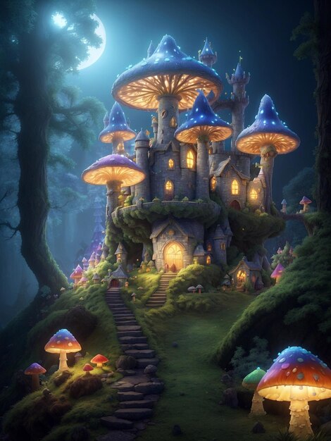 Whimsical Wonderland A Magical Portrait of the Enchanted Mushroom Forest generatief ai