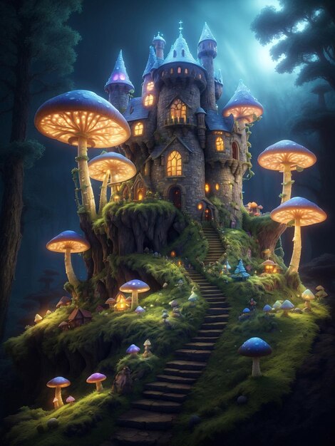 Whimsical Wonderland A Magical Portrait of the Enchanted Mushroom Forest generatief ai