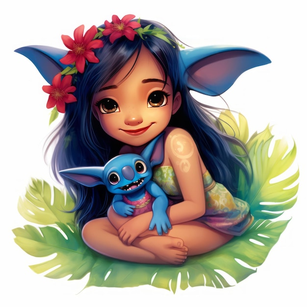 Photo whimsical wonders lilo and stitch in a vibrant world