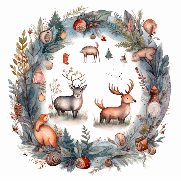 Whimsical Woodland Wonders A Festive Assortment of HandDrawn Christmas and Winter Watercolor Art