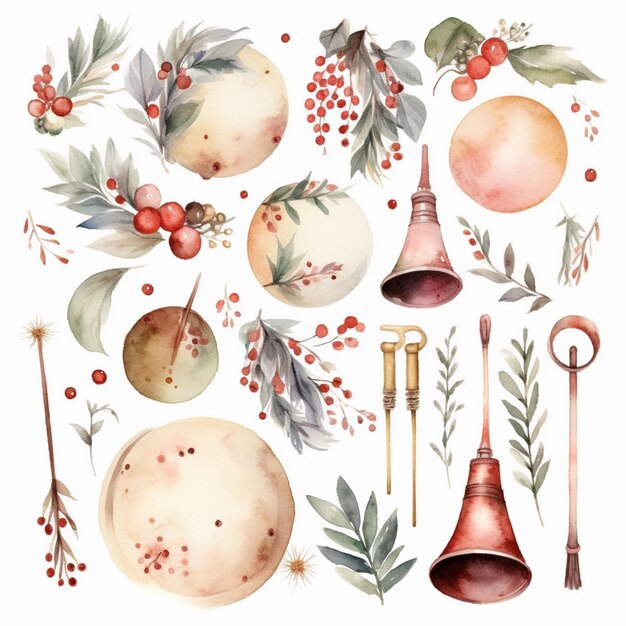 Whimsical Woodland Wonders A Festive Assortment of HandDrawn Christmas and Winter Watercolor Art