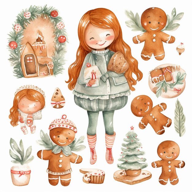 Whimsical woodland wonders a festive assortment of handdrawn christmas and winter watercolor art