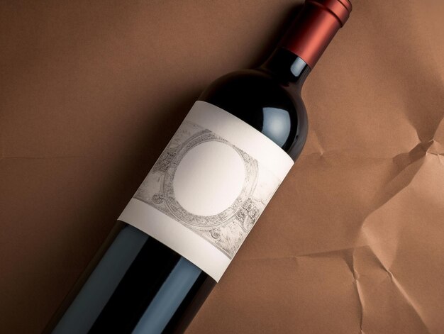 Photo whine bottle mockup blank label