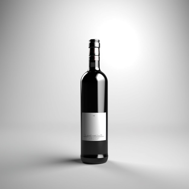 Foto etichetta bianca di un modello di bottiglia di vino