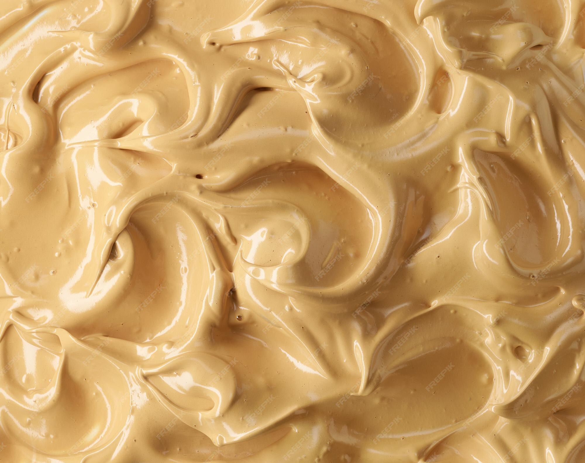 Premium Photo | Whipped coffee caramel mousse dessert background, top view