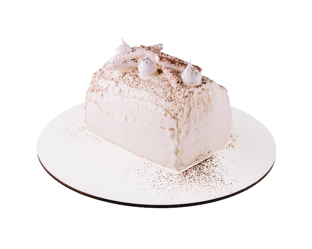 whipped cream cake on white plate