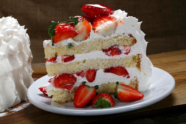 Whipped cream cake with strawberry