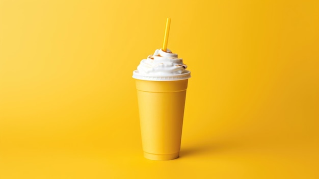 Whipped Cream Coffee in Yellow Cup