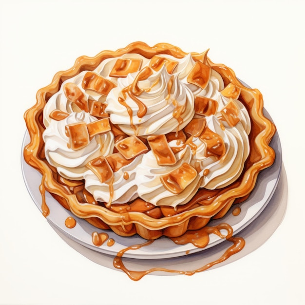 Whipped Cream Topped Pie With Caramel And Brown Sugar