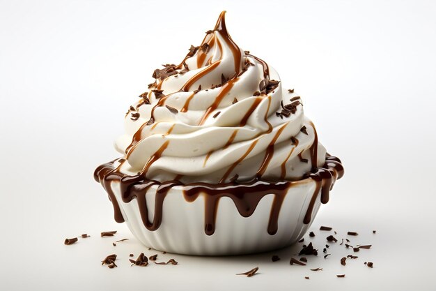 Whipped Cream with Chocolate Sauce Generative AI