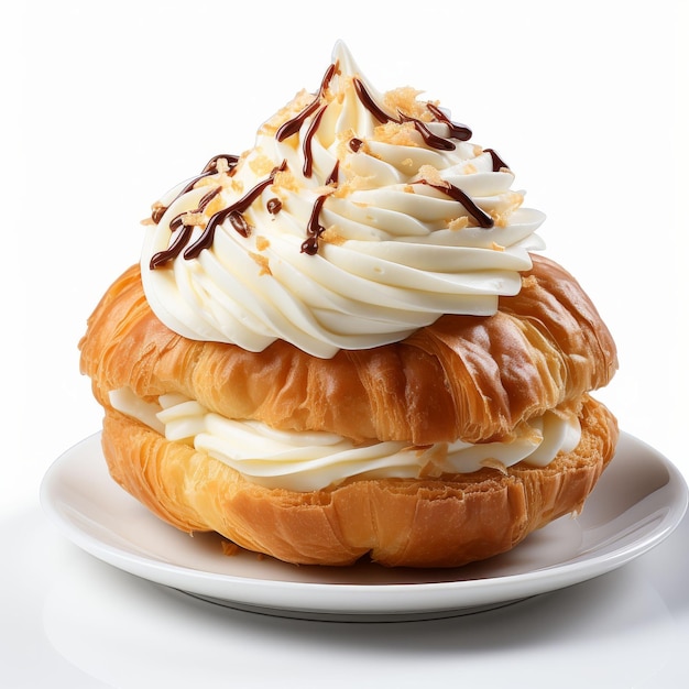 Whipped CreamTopped Pastry op een wit bord