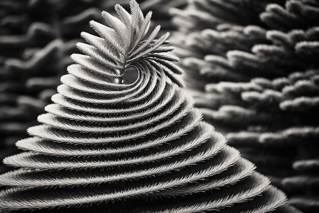 Photo whirligig xmas tree spiraling monochromatic art