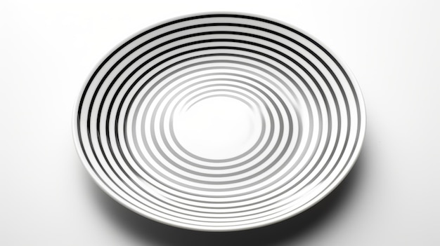 Foto whirly gray and white plate with stripes uhd bauhaus photography (platino grigio e bianco con strisce)